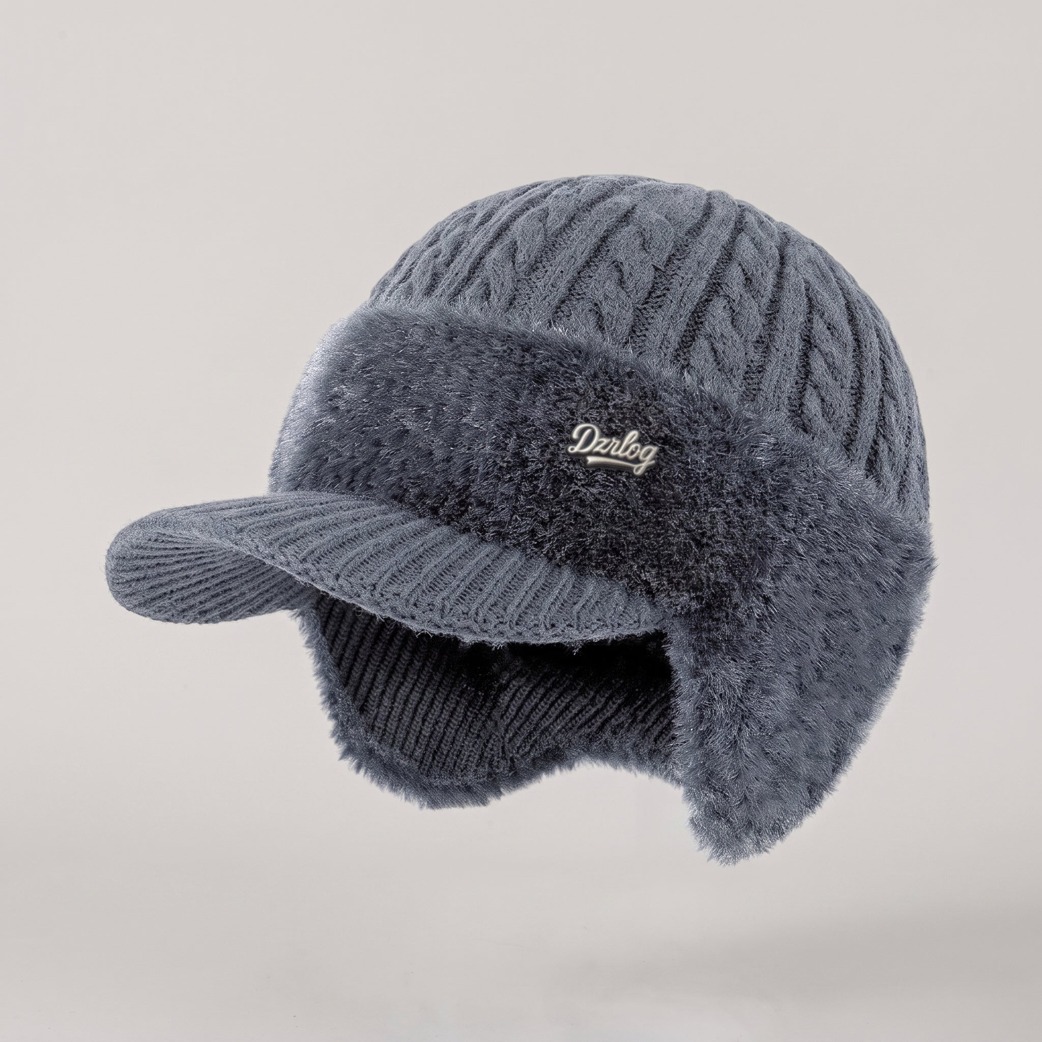 Snow Hat Aviator Knitted Faux Fur Trim Ear Flaps Hunter - hero