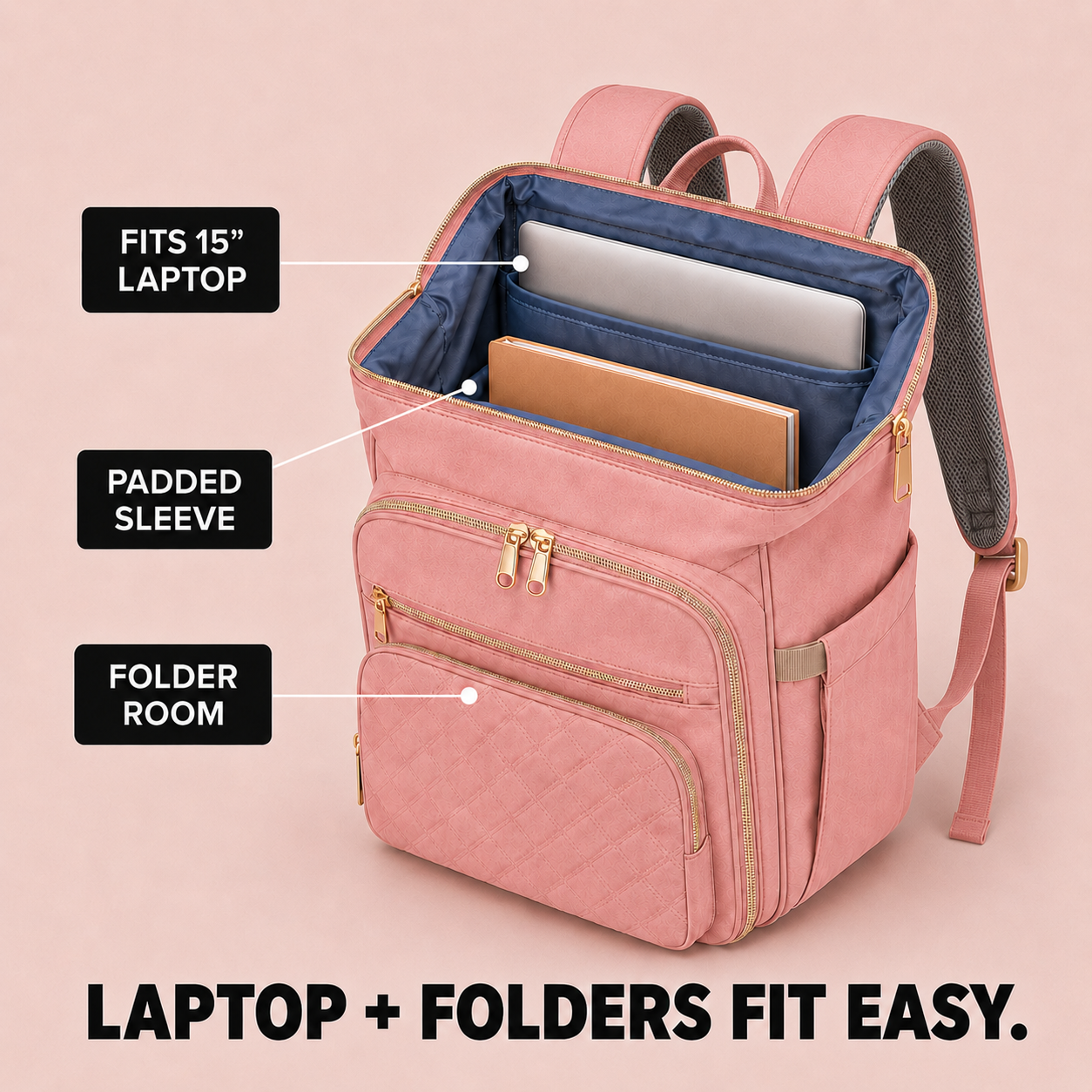 Travel Backpack Backpack with Laptop Quilted Lunch Box Set - Image 9