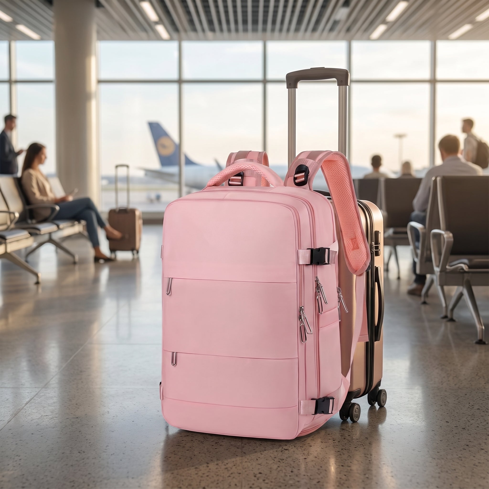 Travel Bag Durable Backpack Rectangular Design Multiple Compartments - in-use