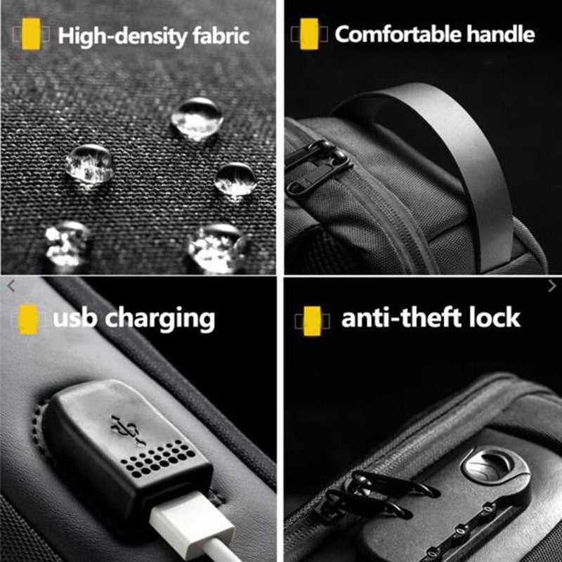 Travel Bag Crossbody Shoulder Anti Theft USB Pack - Image 9