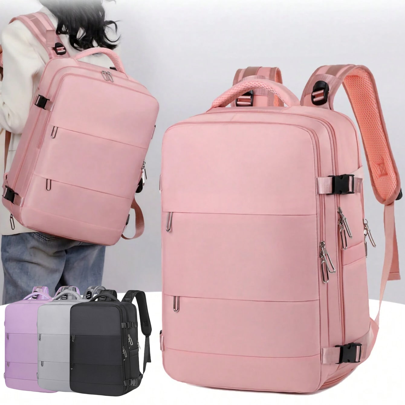 Travel Bag Durable Backpack Rectangular Design Multiple Compartments - Image 2