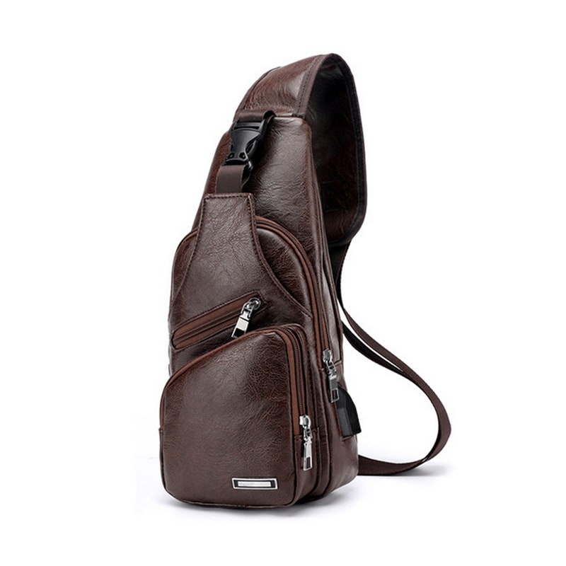 Travel Bag Shoulder Sling Leather USB - Image 2