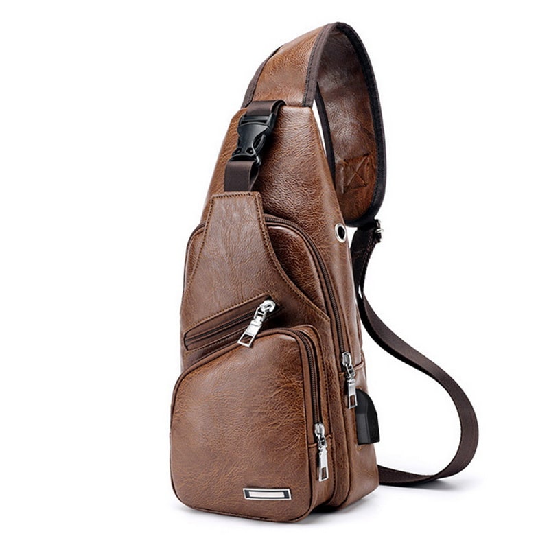 Travel Bag Shoulder Sling Leather USB - Image 4