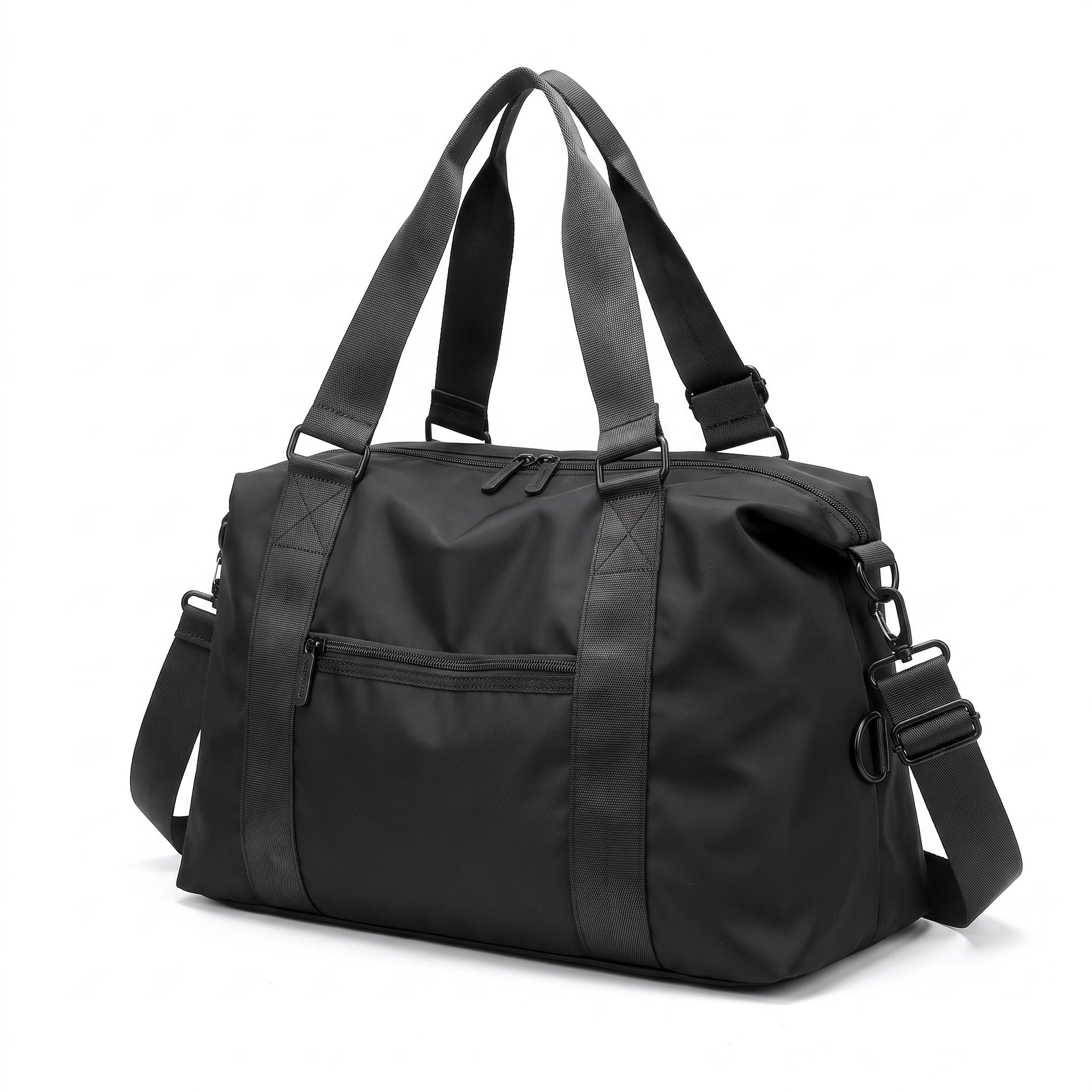 Travel Bag Duffel Black Nylon Shoulder Zipper - studio
