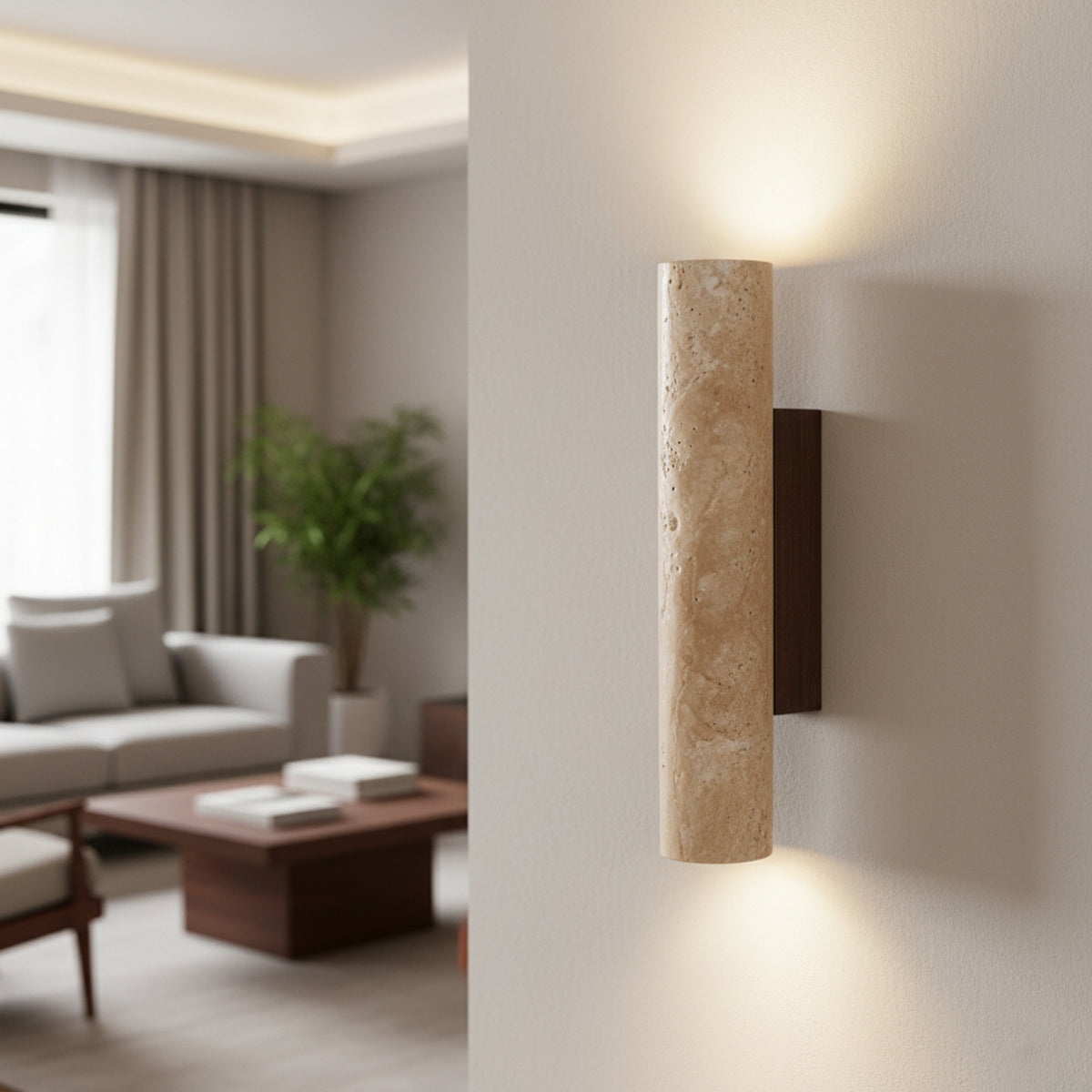 Travertine Style Hardwired LED Wall Light With Up Down Light - Image 18