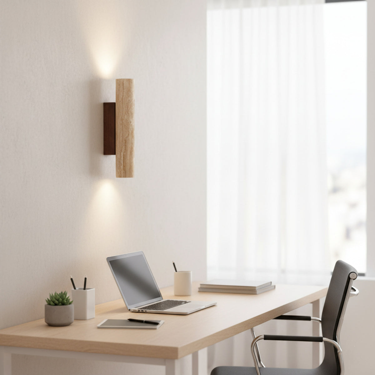Travertine Style Hardwired LED Wall Light With Up Down Light - Image 19