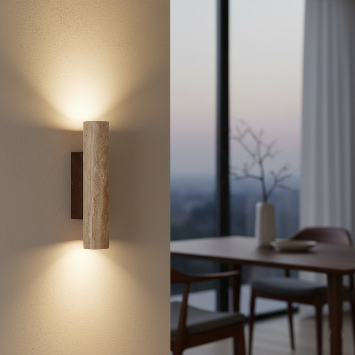 Travertine Style Hardwired LED Wall Light With Up Down Light - Image 17