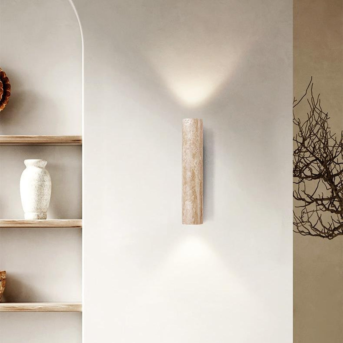 Travertine Style Hardwired LED Wall Light With Up Down Light - Image 4