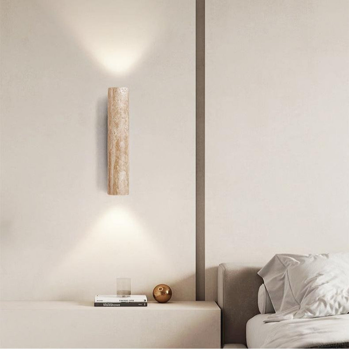 Travertine Style Hardwired LED Wall Light With Up Down Light - Image 3