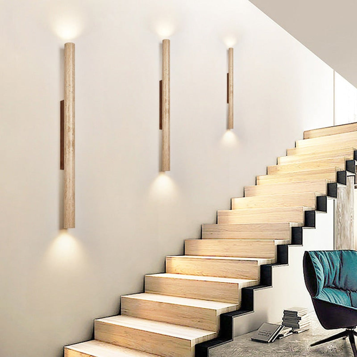 Travertine Style Hardwired LED Wall Light With Up Down Light - Image 9
