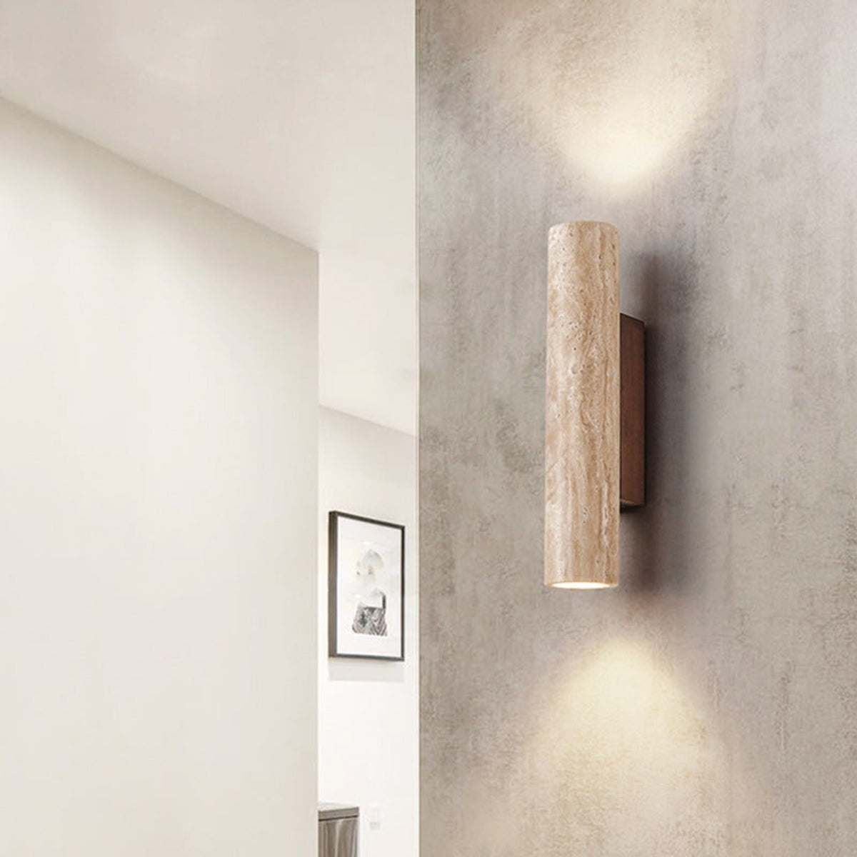Travertine Style Hardwired LED Wall Light With Up Down Light - Image 8