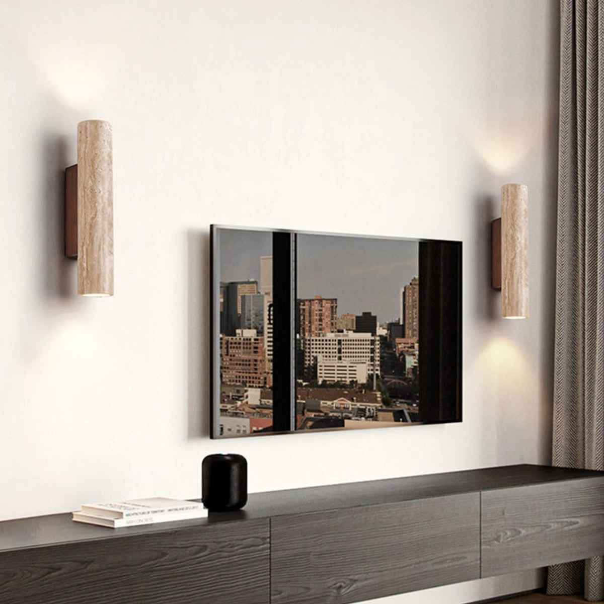 Travertine Style Hardwired LED Wall Light With Up Down Light - Image 7