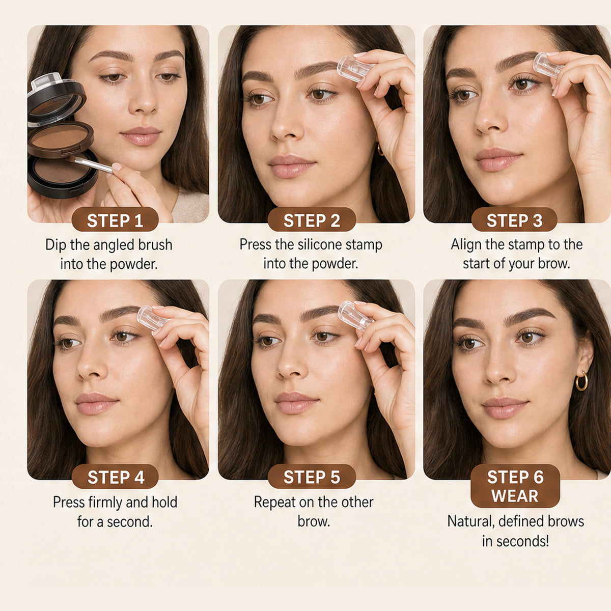 Two-Tone Waterproof Eyebrow Powder Stamp For Natural Full Brows In Seconds - Image 7