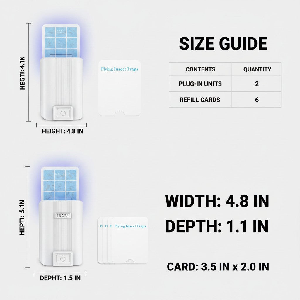 plug-in fly trap dimensions and size guide