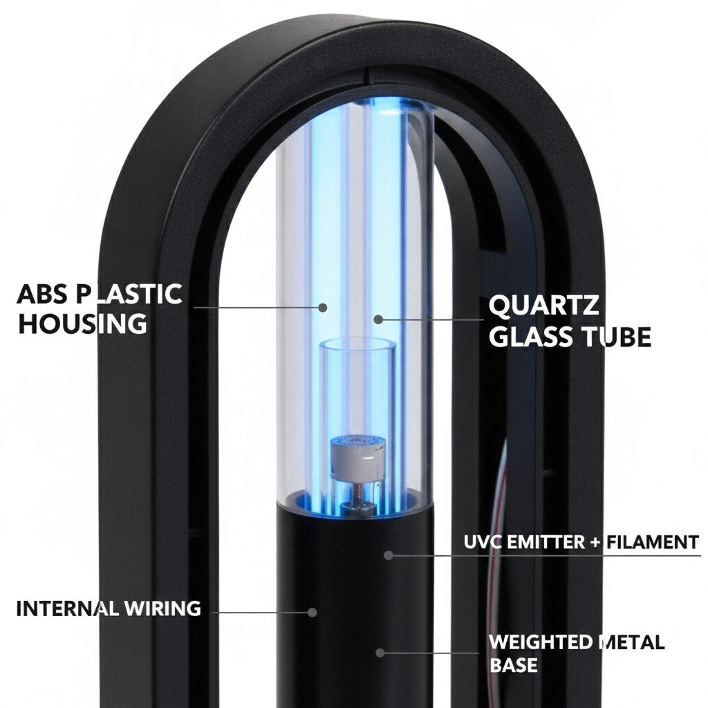 uv sanitizer lamp close-up construction and materials