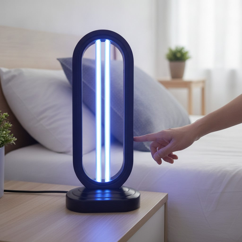 uv sanitizer lamp in use, lifestyle scene