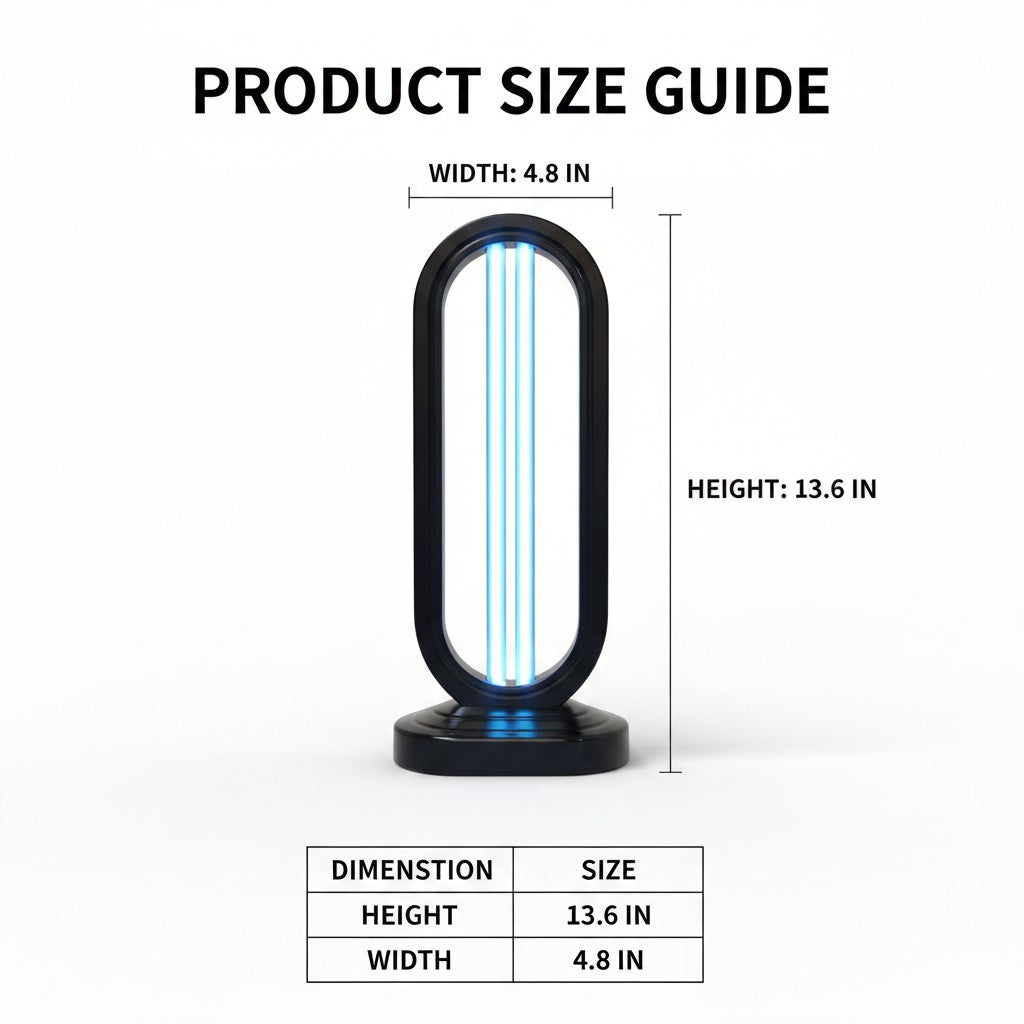 uv sanitizer lamp dimensions and size guide