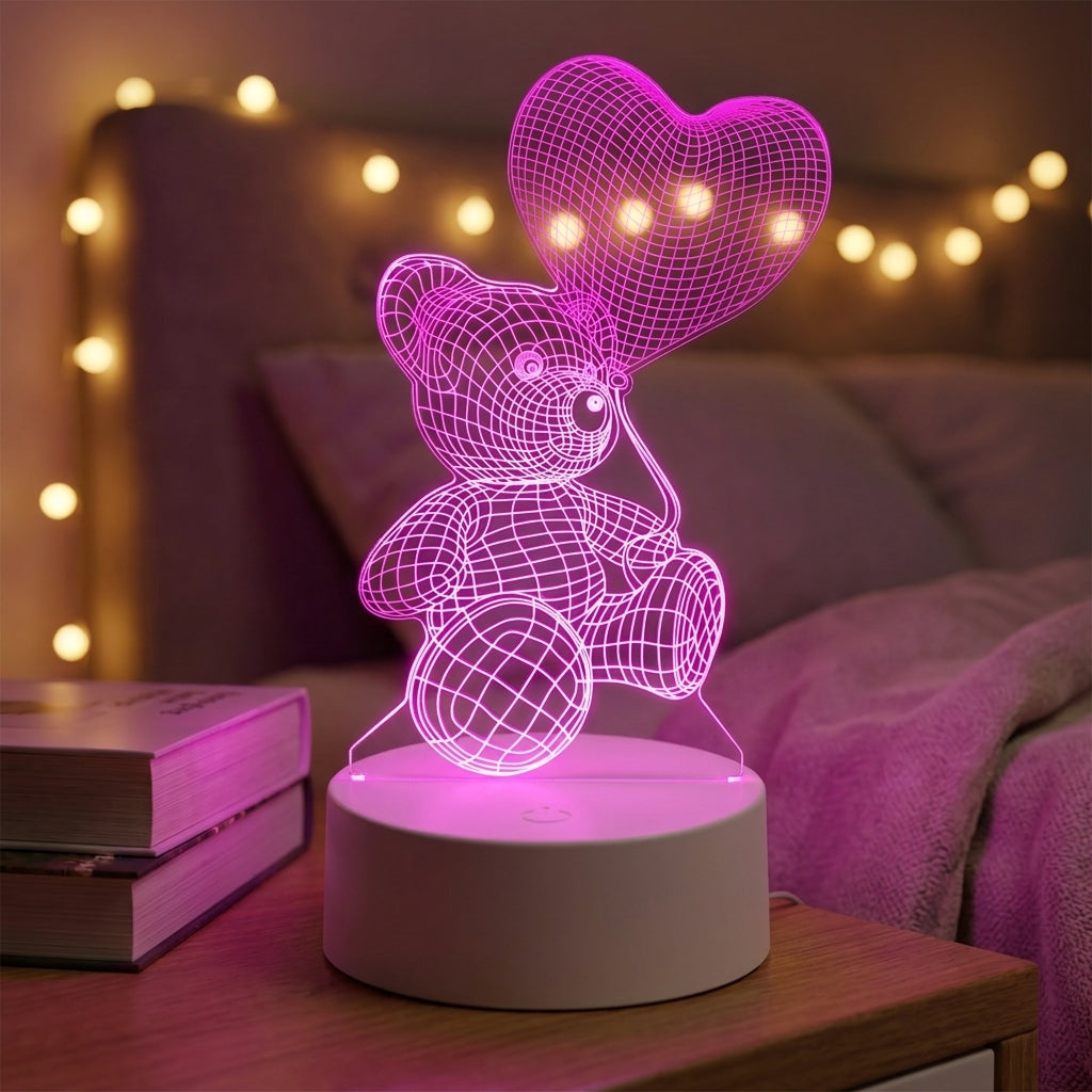 LED Lamp Battery Operated Lamp LED Night Light 3D Illusion Bear - Image 13