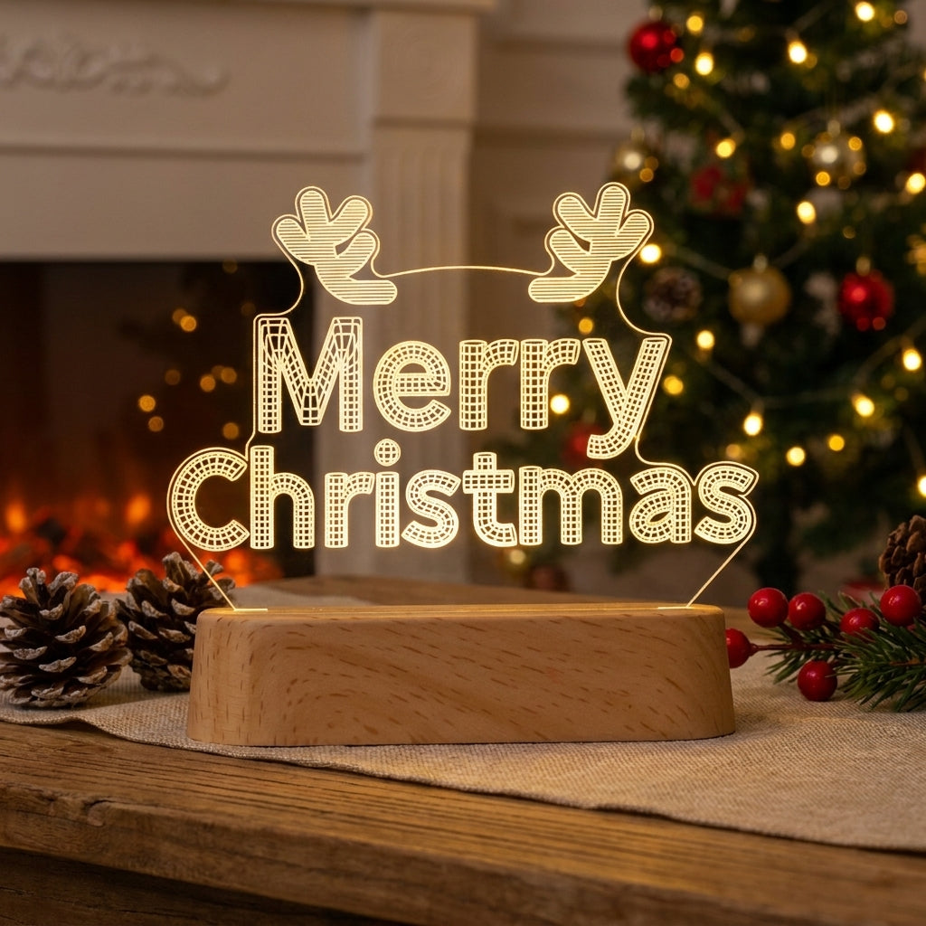 Christmas Decorations LED Night Light Acrylic Lamp 3D Design - Image 10