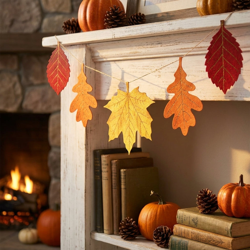 Fall Decor Home Decorations Assorted Leaves Garland Banner - Image 5