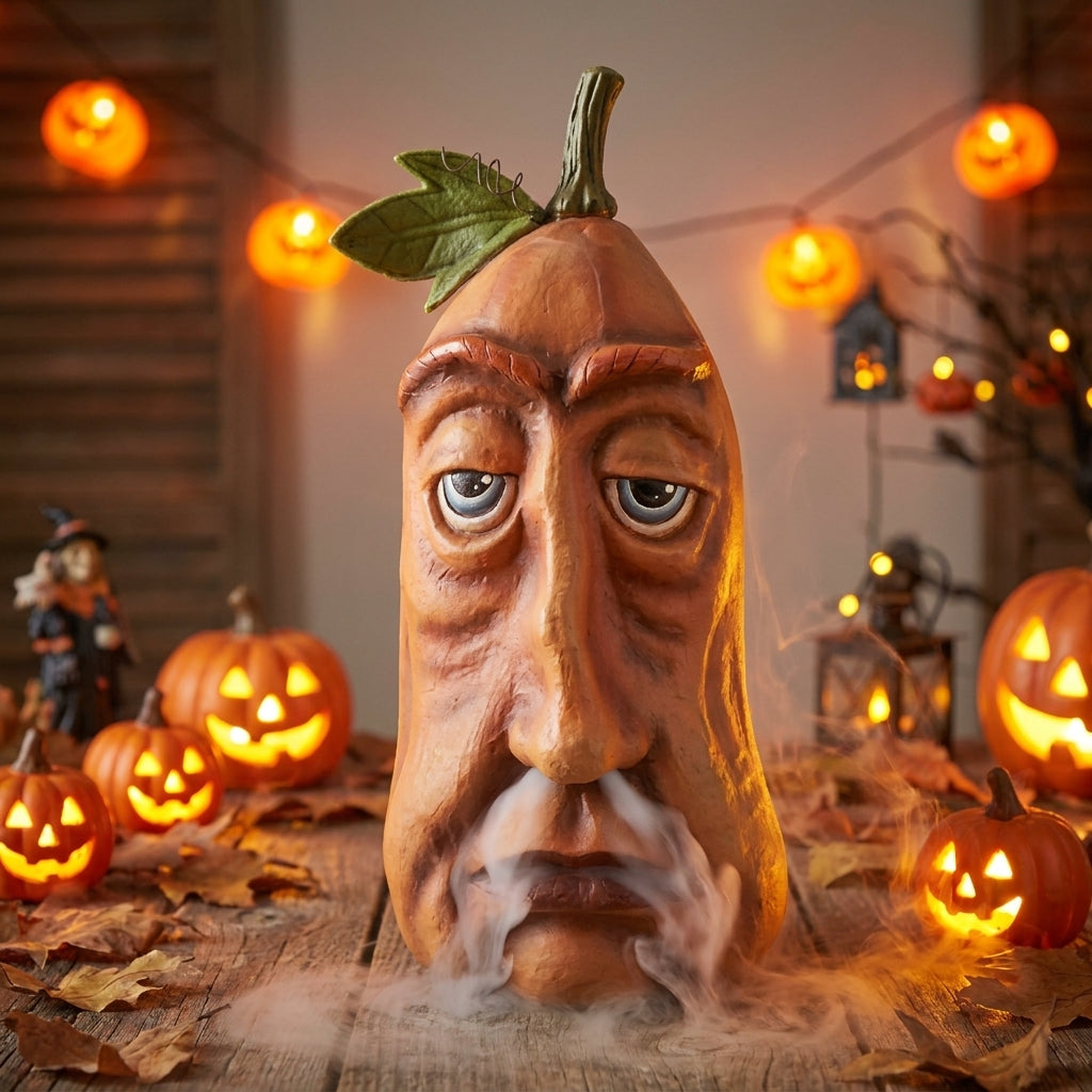 Pumpkin Decorations Halloween Decor Sculpted Figurine Orange Brown - Image 2