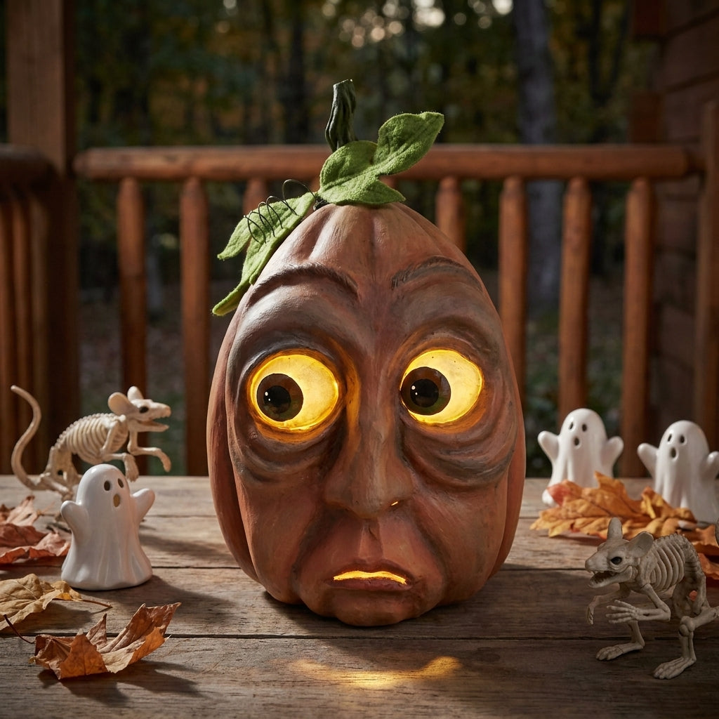 Pumpkin Decorations Halloween Decor Sculpted Figurine Orange Brown - Image 4