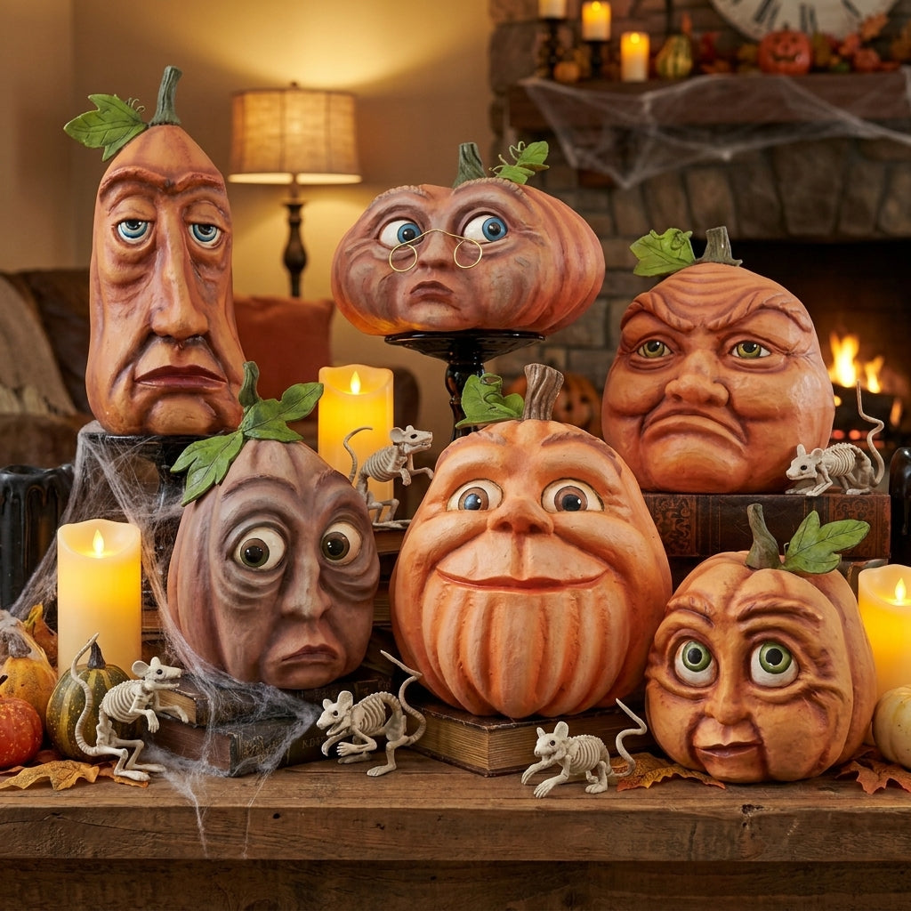 Pumpkin Decorations Halloween Decor Sculpted Figurine Orange Brown - Image 10