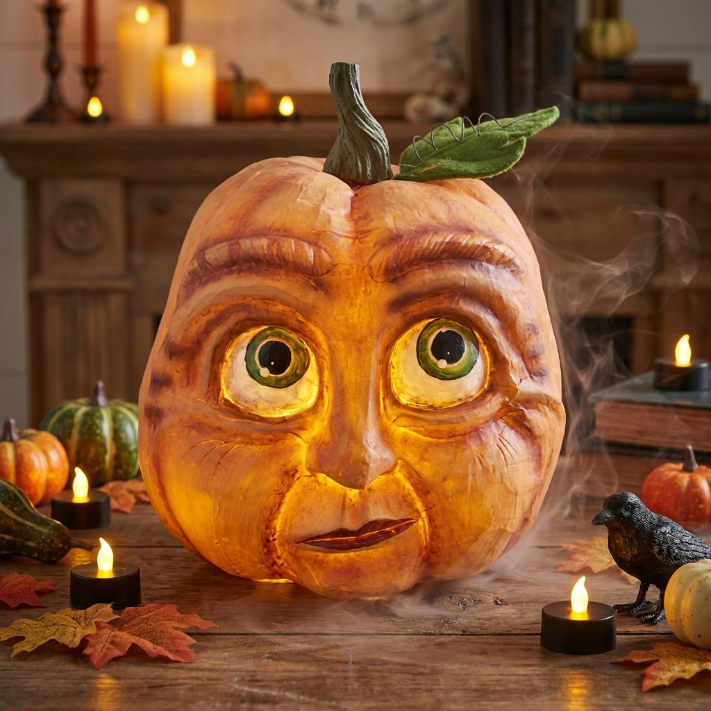 Pumpkin Decorations Halloween Decor Sculpted Figurine Orange Brown - Image 11