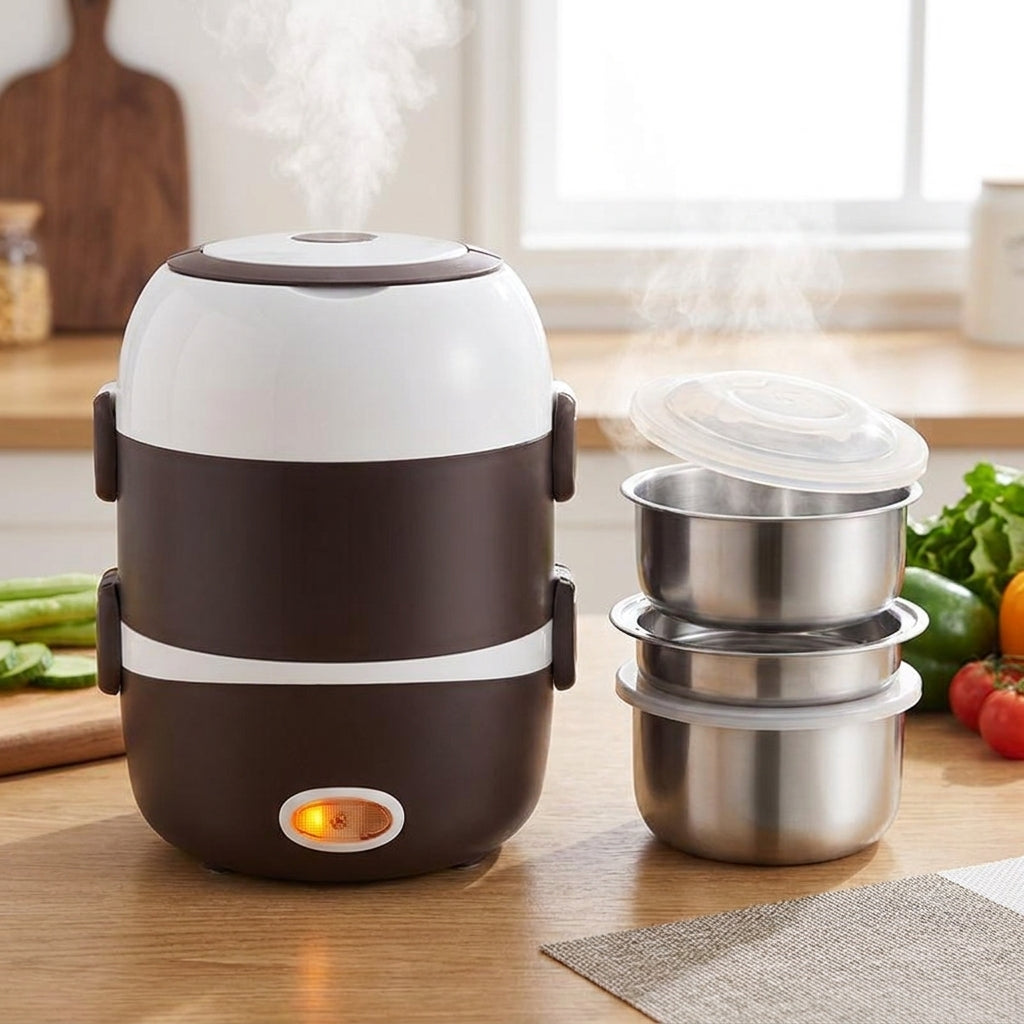 Lunch Box Electric Food Warmer Portable Electric Cooker Black White - Image 7