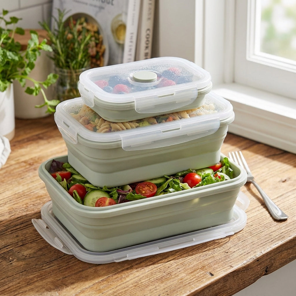 Lunch Box Collapsible Microwave Safe Container Set - Image 1