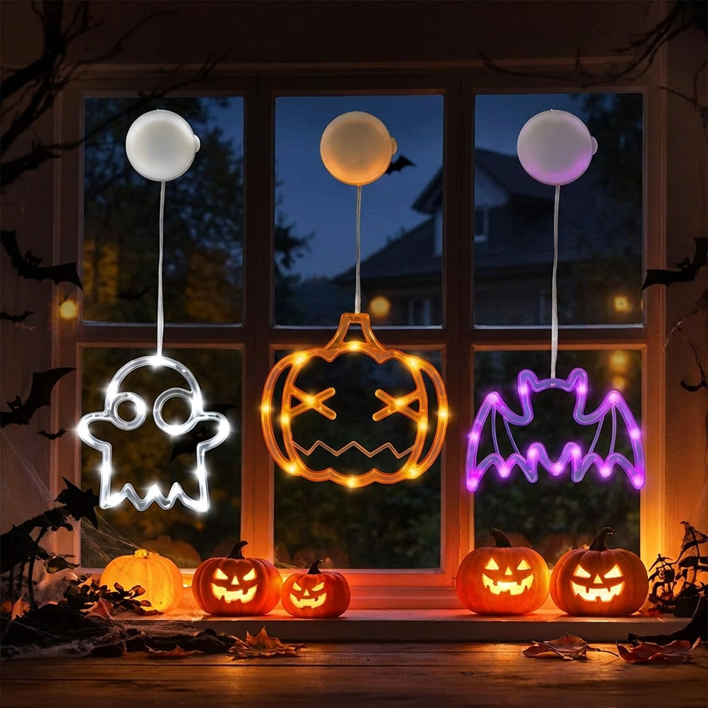 Halloween Window Hanging Lights Orange LED Suction Cup Party Decor - Image 5
