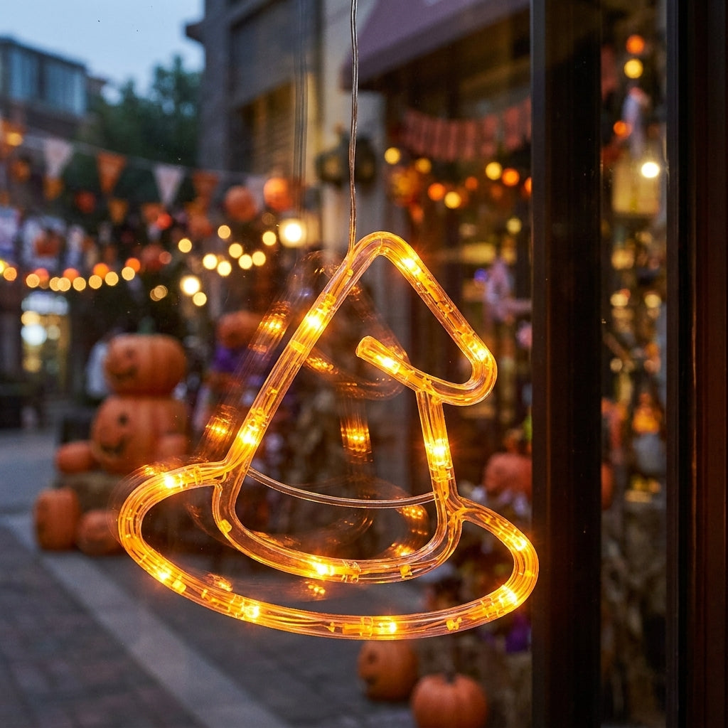 Halloween Window Hanging Lights Orange LED Suction Cup Party Decor - Image 26