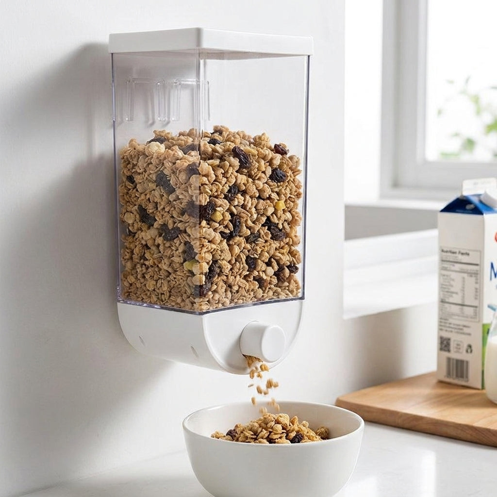 Cereal Dispenser Wall Mounted Clear Dry Food Container - Image 4