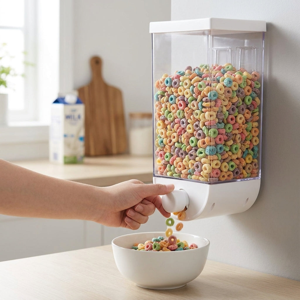 Cereal Dispenser Wall Mounted Clear Dry Food Container - Image 14