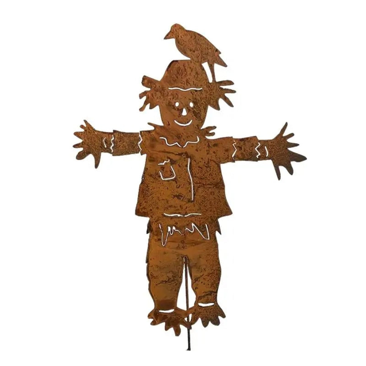 Vintage Garden Metal Scarecrow Stake Rustic Outdoor Yard Art - Image 1