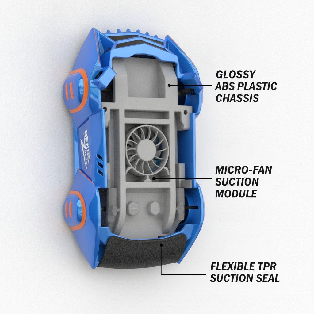 wall climbing rc car close-up construction and materials