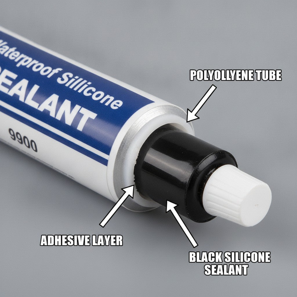 silicone sealant tube close-up construction and materials