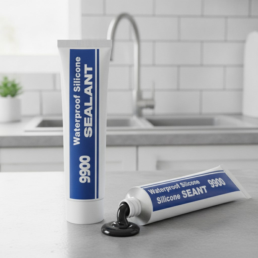 silicone sealant tube in use, lifestyle scene