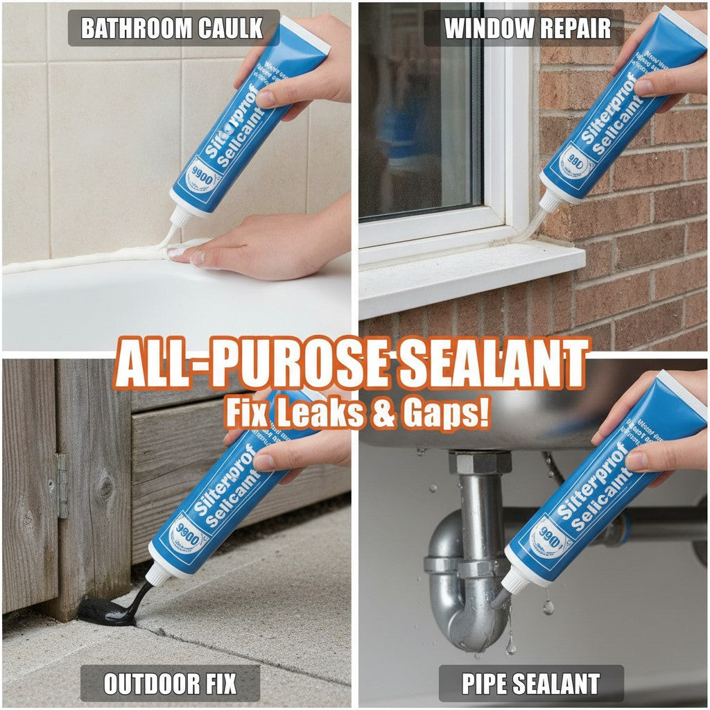 silicone sealant tube shown in multiple settings