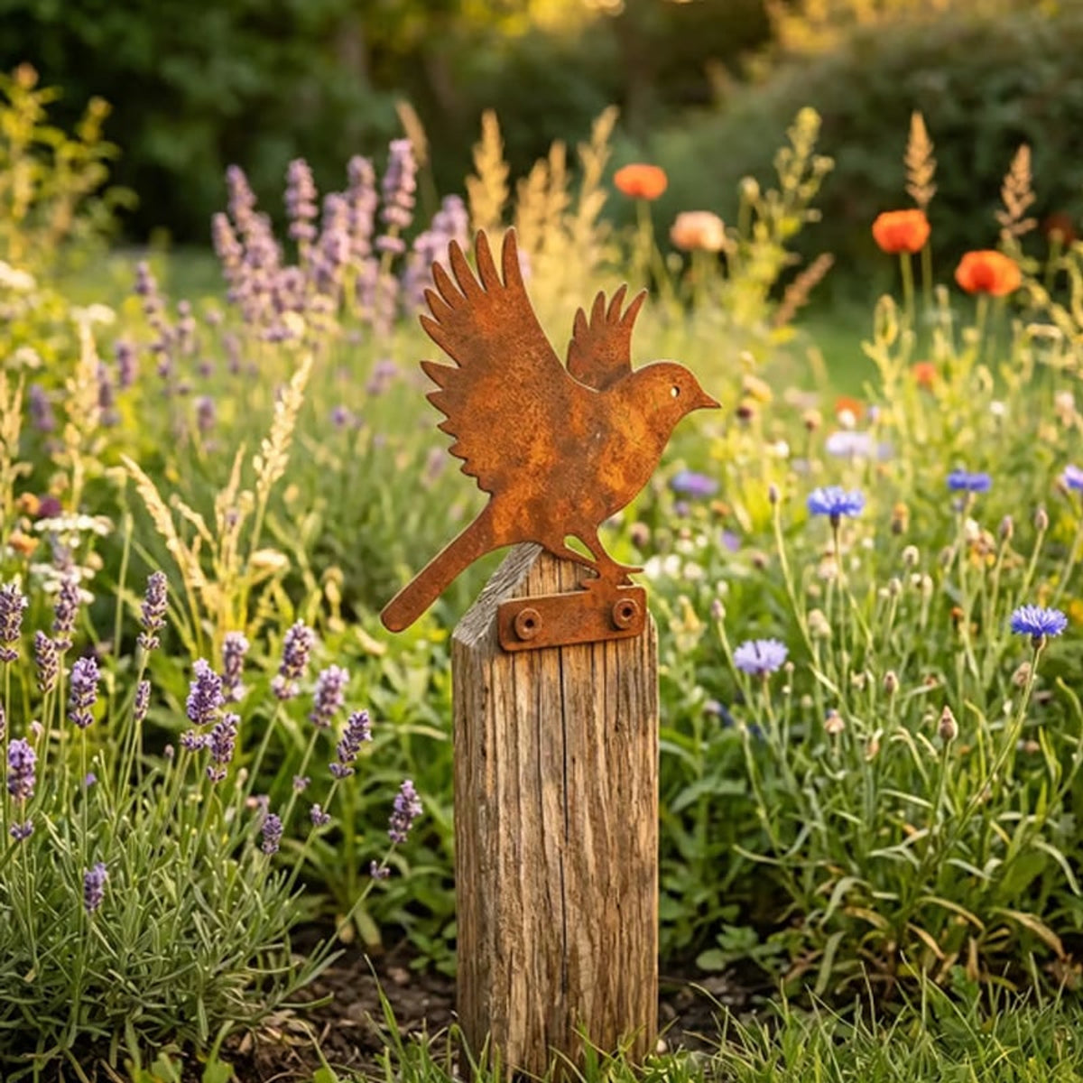 Weathered Corten Steel Bird Silhouettes Set Of 5 Garden Decor With Real Rust Patina - Image 9