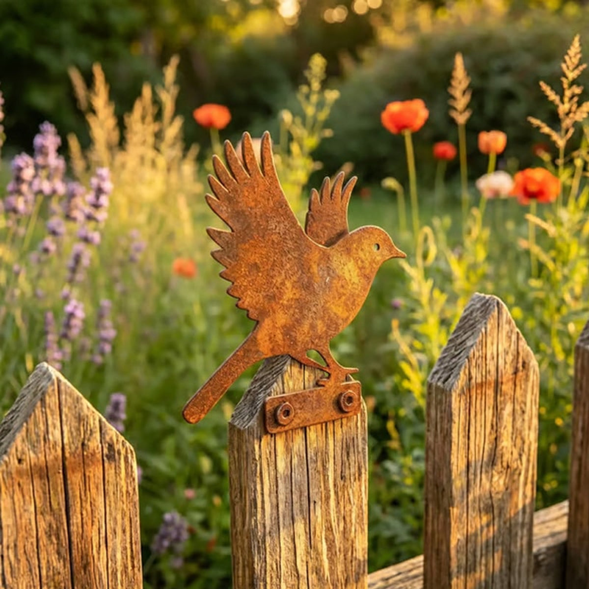 Weathered Corten Steel Bird Silhouettes Set Of 5 Garden Decor With Real Rust Patina - Image 17