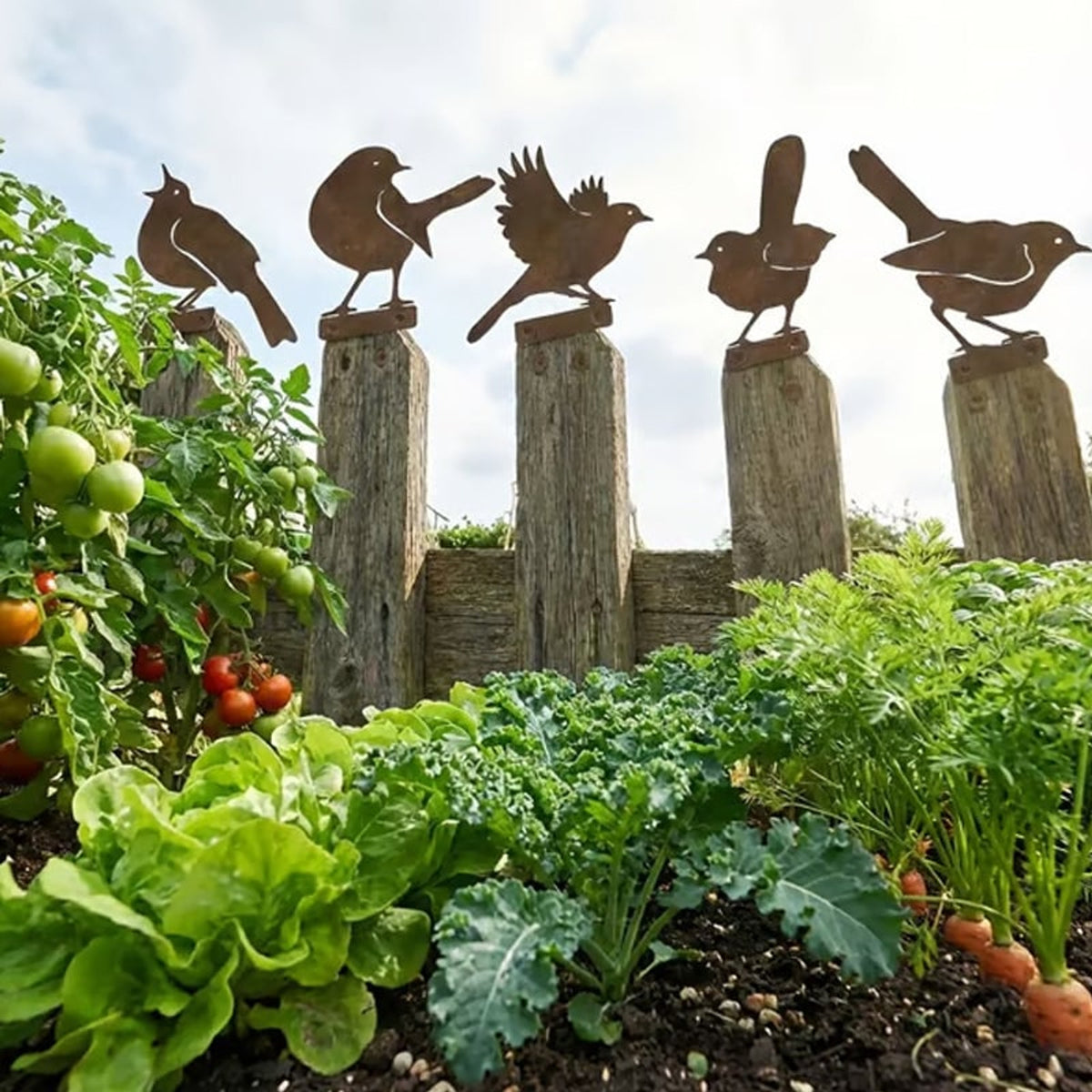 Weathered Corten Steel Bird Silhouettes Set Of 5 Garden Decor With Real Rust Patina - Image 12