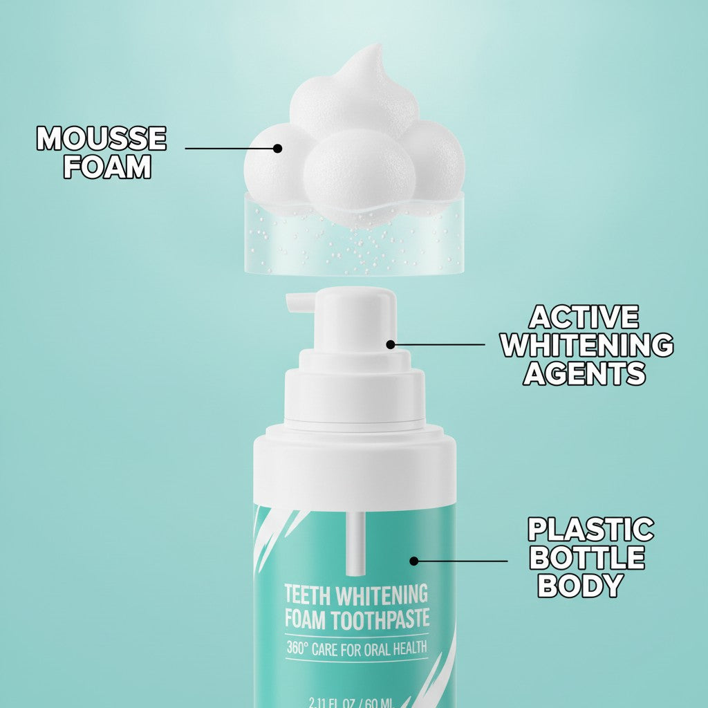whitening foam toothpaste close-up construction and materials