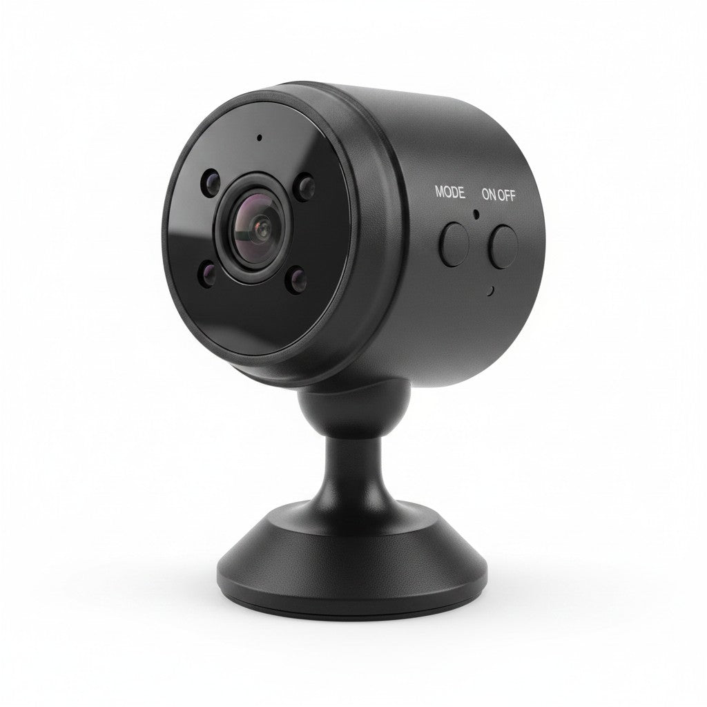 mini wireless camera product photo on white background