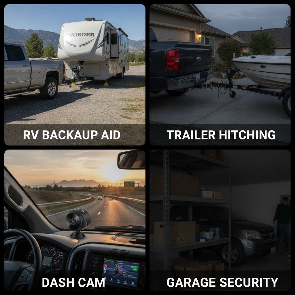 mini wireless camera shown in multiple settings