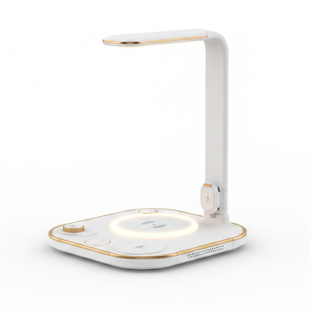 wireless charging desk lamp product photo on white background
