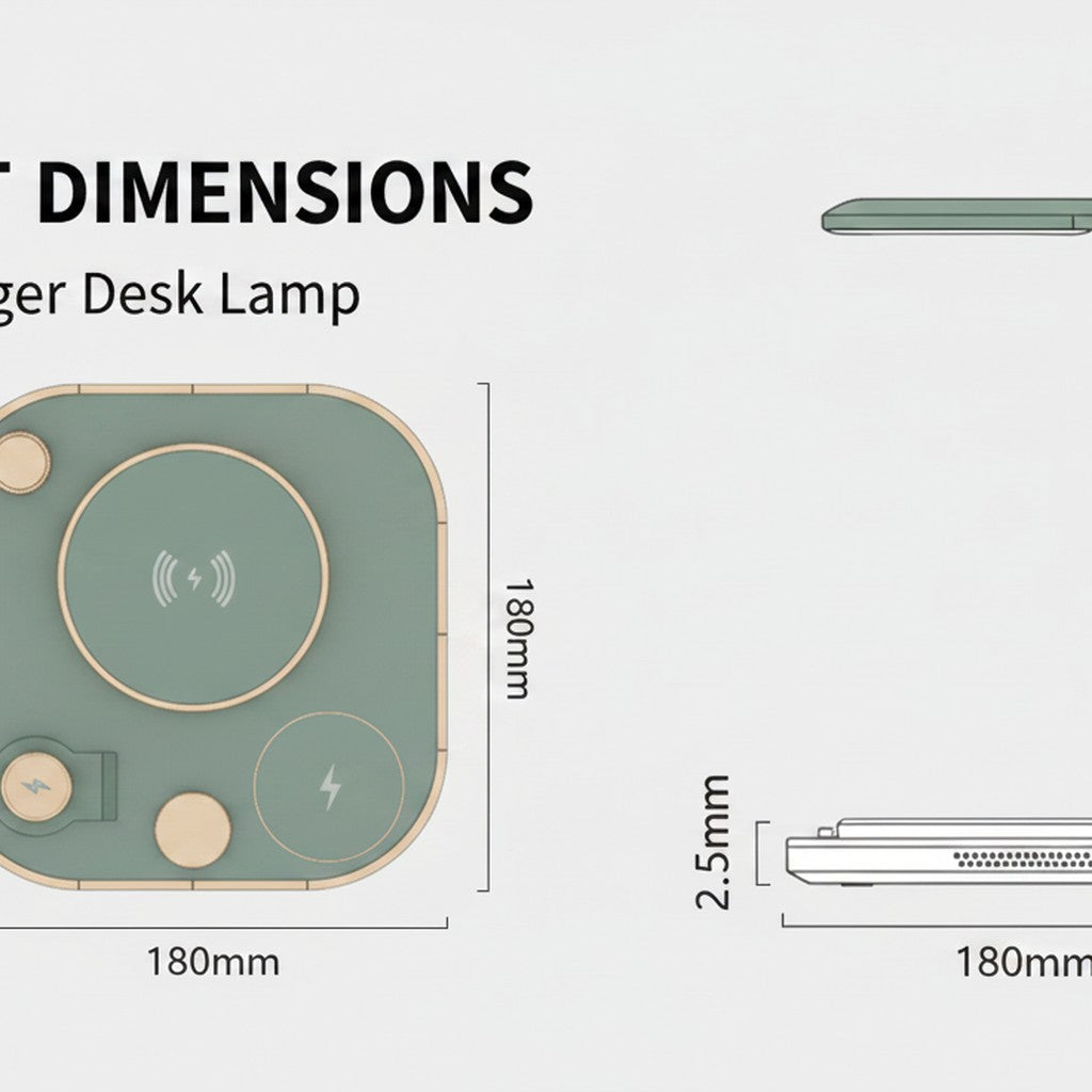 wireless charging desk lamp dimensions and size guide