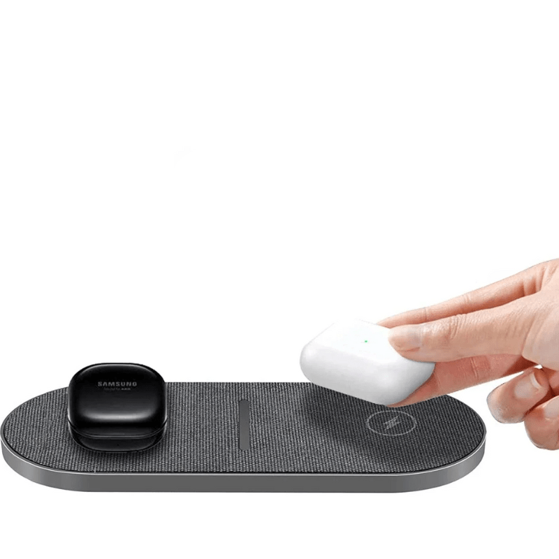 Wireless Charger Device Grey Fabric Round Pad - Image 6