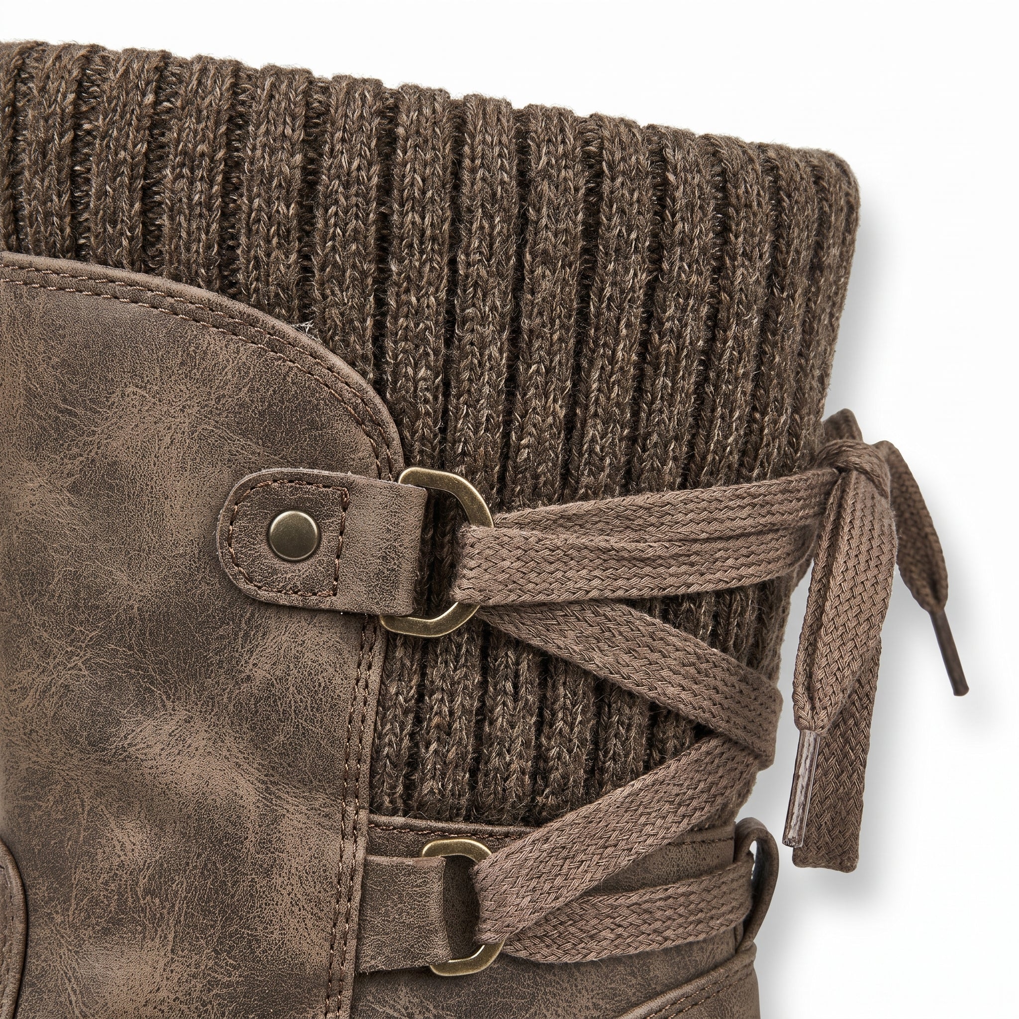 Women's Winter Boots Mid-Calf Knitted Cuff Side Zipper - detail