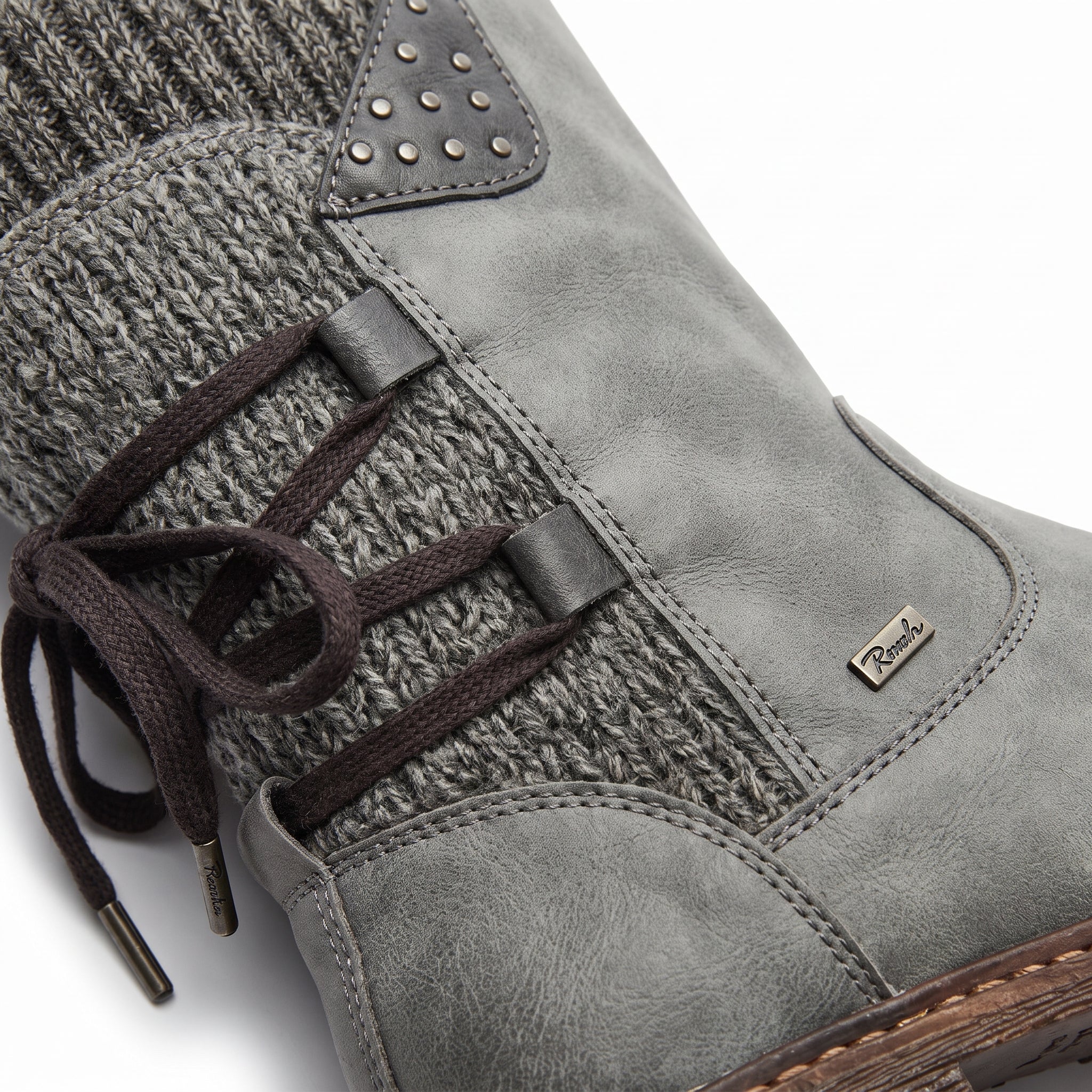 Women's Winter Boots Mid-Calf Knitted Cuff Side Zipper - detail